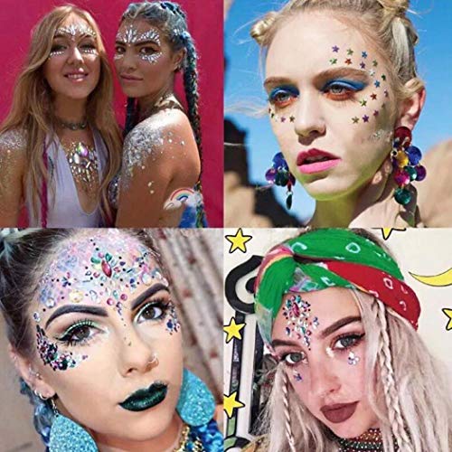 Ludress Colorful Face Stickers Crystal Face Glitter Face Gems Mermaid Body Jewels for Women and Girls (Multi-colored04)