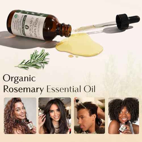 YANIBEST Organic Rosemary Essential Oil, Castor Oil, 100% Pure Natural Hair Oil for Strengthening Hair, Nourish and Repair Damaged Hair, Improve Scalp Health