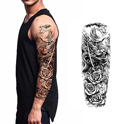 19-Piece Temporary Tattoo Stickers Wolf Scorpion Full Arm