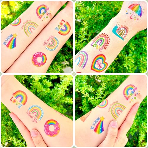 96 Rainbow Temporary Tattoos Stickers - Party Favors
