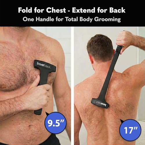 Bearback Shaver Cartridges ? 4-Pack Refill Blades for Men¡¯s Back Shaver ? Triple Stainless Steel Pivoting Heads ? Fits Bearback Handle & Grooming System