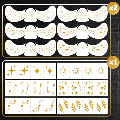 CHARLENT Gold Glitter Freckles Temporary Face Tattoos - 36pcs