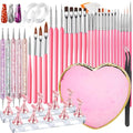 Fandamei 26-Piece Nail Art Tools Set - Brushes, Dotting Tools & Palette