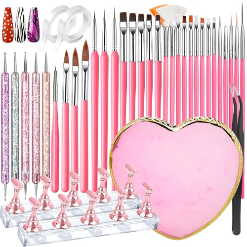 Fandamei 26-Piece Nail Art Tools Set - Brushes, Dotting Tools & Palette