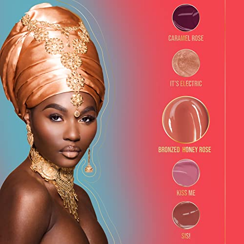 Juvia's Place Lip Gloss Rich-Nude Liquor High Shine Bronzed Honey Rose, Long Lasting, Glides on Richly and Smoothly, 16 oz