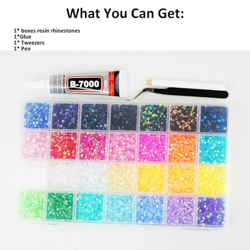22000PCS Multicolor Resin Rhinestones for DIY Crafts - 3mm, 4mm, 5mm