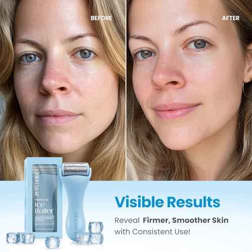 PLANTIFIQUE Facial Ice Roller - Puffiness Cryotherapy Skin Care Massage Tool - Stainless Steel Roller for Men & Women - Metal Massager for Face, Eyes and Body
