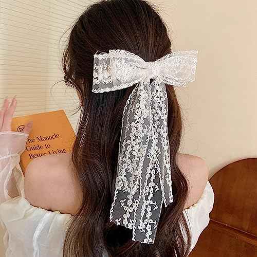 Lace Hair Bows and Clips Set, Cute Alligator Barrettes with Hair Accessories for Women and Girls - Perfect for Wedding, Prom, Bachelorette Party, Bridal Shower Gift