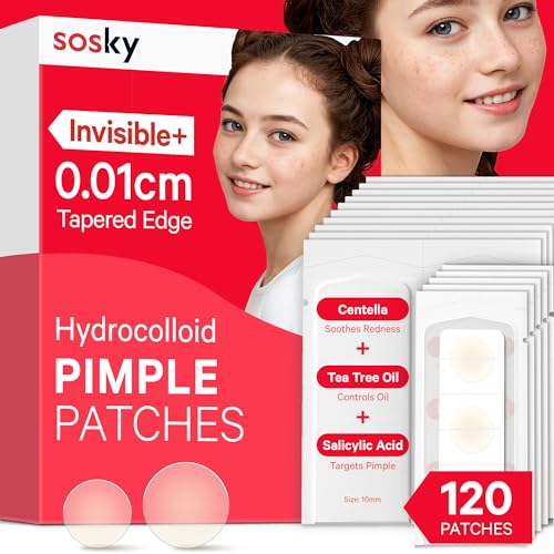 Sosky Invisible Hydrocolloid Acne Patches, 120 Count