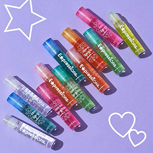12pc Roll-On Lip Gloss Set for Kids with Carrying Case