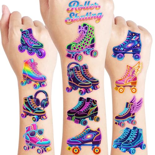 96 PCS Roller Skate Temporary Tattoos for Kids