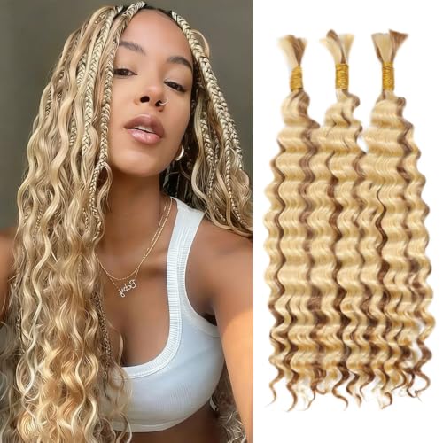 Fridnae Honey Blonde Deep Wave Braiding Hair - 16 Inch Bulk