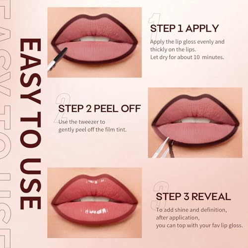 3-Piece Peel Off Lip Stain Set - Long-Lasting Waterproof