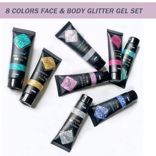8-Pack Holographic Glitter Gel - Face, Body & Hair Makeup