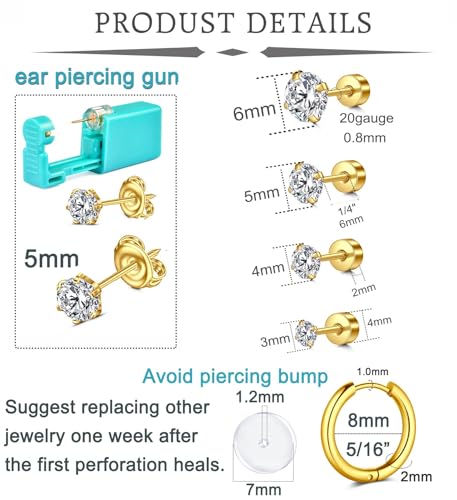 Ear Piercing Gun Kit with Gold Earrings and Accessories