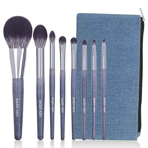 Natural Purple Badger Hair Makeup Brushes Set Professional, Walnut Makeup Brush Set with Case, Cosmetic Brushes Makeup Set, Natural Makeup Brushes, Natural Bristle Makeup Brushes - ShuiMo