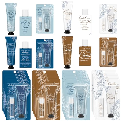 Leelosp Christian Religious Gifts for Women - God Says You Are - Mini Hand Cream and Lip Balm Birthday Gift for Women Sister Friend Daughter Mom Grandma Female Coworker (Bright Color,24 Packs)