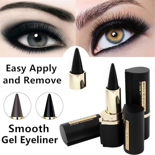 Black Gel Eyeliner Stick Set, 2 PCS Waterproof Eye Liner