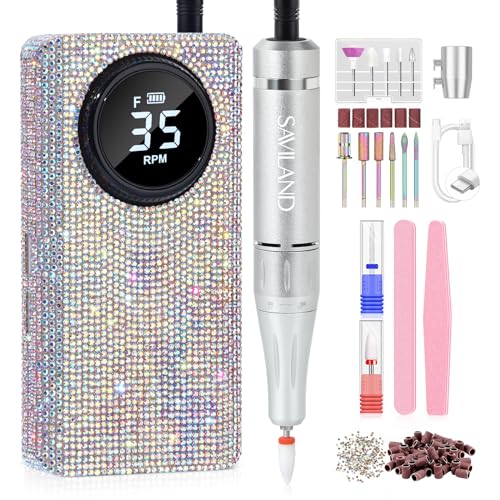 SAVILAND Glitter Nail Drill Machine Kit 35000RPM for Acrylic Nails Professional