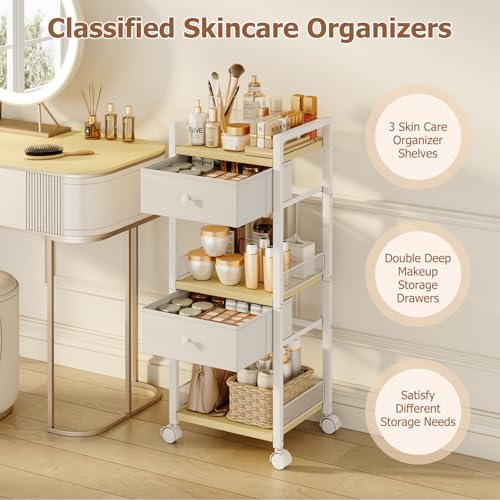 Flycity Rolling Makeup Organizer Cart with Drawers & Wheels