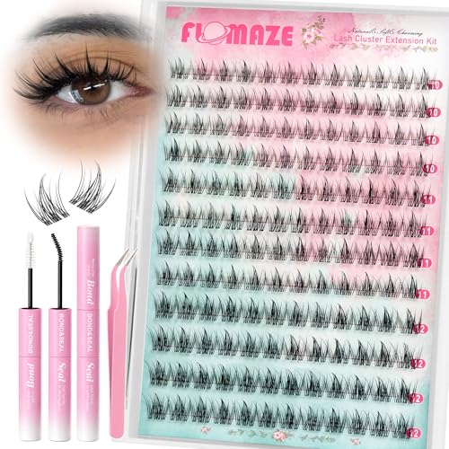 Manga Lash Clusters Kit - 144pcs Wispy Anime Lashes with Invisible Band