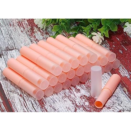 Mini Skater 0.14oz Empty Flavored Lip Balm Container Tubes Plastic Homemade Moisturizing Lip Stick with Caps Bulk Fit for Women Adult DIY Making Supplies, 25 Count (Pink)