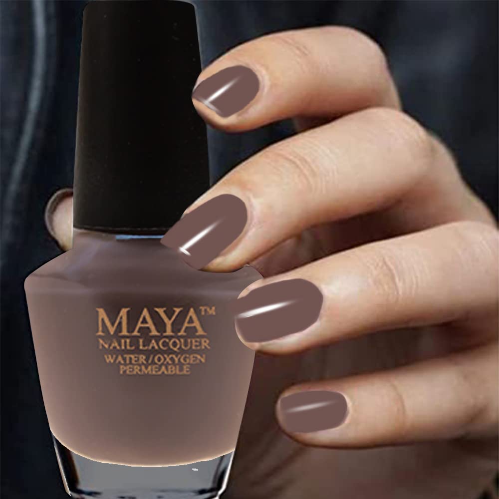 MAYA Cosmetics Halal Breathable Quick Dry Nail Polish, Vegan and Cruelty Free, Oxygen & Water Permeable Nail Lacquer, Non Toxic Gentle On Nails, Cocoa Bean