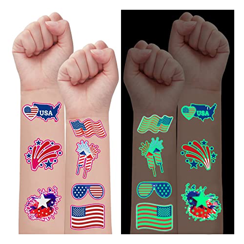 70PCS 4th of July Temporary Tattoos - Patriotic Red White Blue