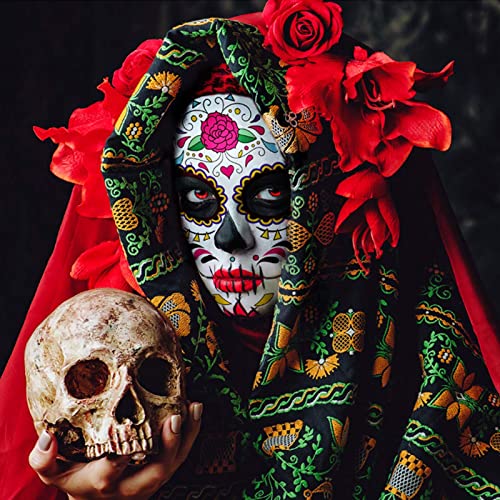Day of the Dead Face Tattoos, 10 Pack Halloween Temporary Tattoo