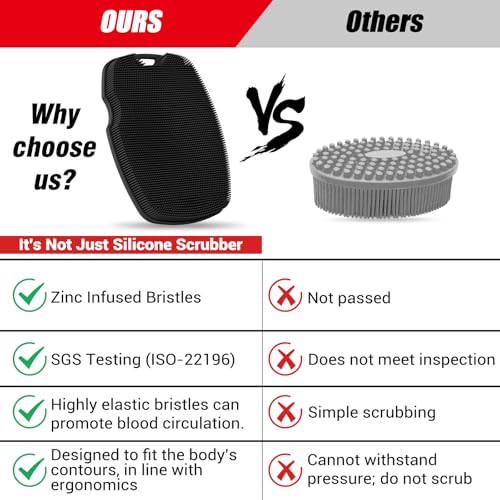 Silicone Body Scrubber with Zinc - Exfoliating Shower Brush