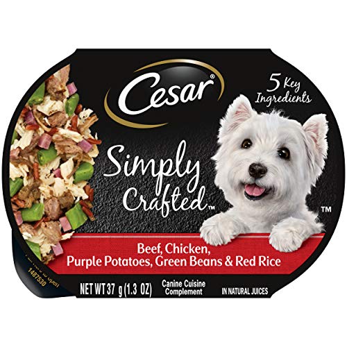 Cesar Wet Dog Food Simply Crafted Adult Wet Dog Food Cuisine Complement, Chicken, 1.3 Oz. Tub