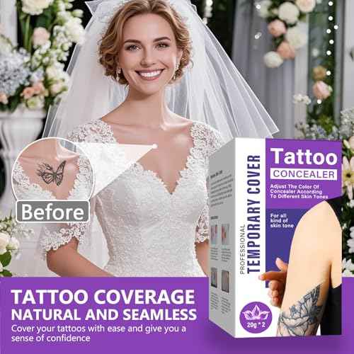 Tattoo Cover Up Makeup Waterproof, Sweatproof Tattoo Cover Up Concealer, Long-Lasting for Tattoos, Vitiligo, Spots, Scars, Invisible Skin Concealer, 2 Colors