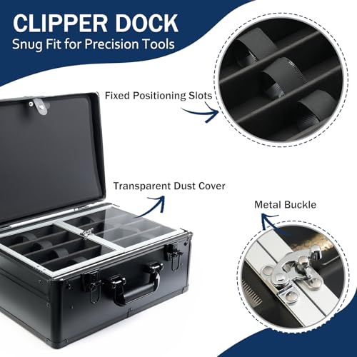 Professional Barber Case with 6 Clipper Slots & 8 Shear Holders