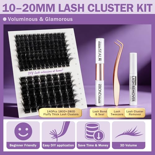 Fluffy Lash Cluster Kit 180D+280D Mega Volume 10-20mm