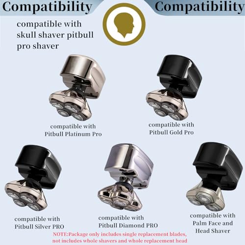 Head Shaver Replacemet Blades for Pitbull Shaver Replacement Blade Compatible with Skull Shaver Pitbull Gold PRO,Pitbull Platinum PRO/Silver PRO,Diamond PRO Shaver,8 Packs.