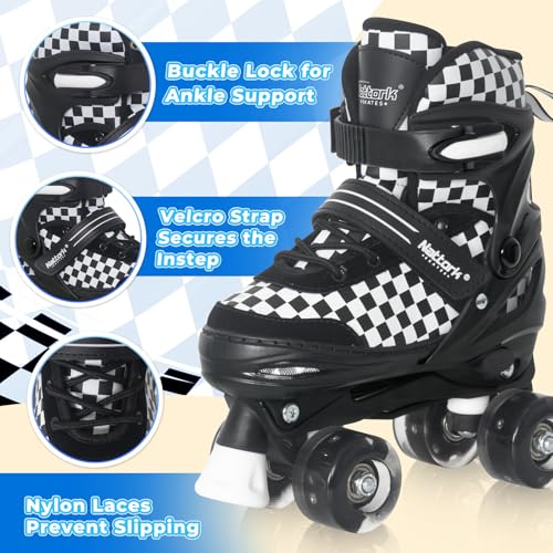 Nattork Adjustable Roller Skates for Kids & Teens - Light-Up Wheels