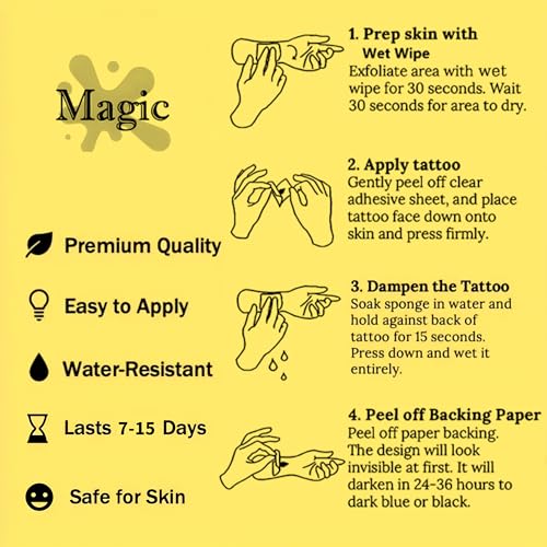 Semi-permanent Tattoos,Realistic Fake Tattoos,Last 7-15 Days,Waterproof Non-reflective Temporary Tattoo Stickers,Cruelty-free,Uniquely Designed Exquisite Packaging(Fish 2)