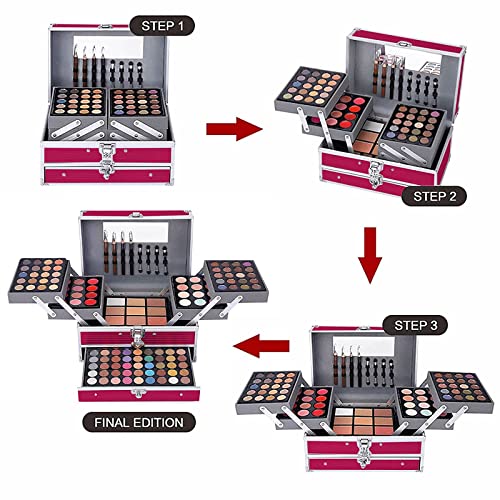 UNIFULL 132-Color Makeup Kit with Brushes & Mirrors