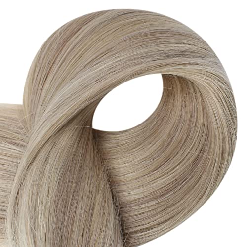 Full Shine Tape in Hair Extensions Human Hair 18inch Blonde Human Hair Tape in Extensions Remy Hair 18/22 Ash Blonde Highlight with Platinum Blonde Invisible Hair Extensions Tape in 20Pcs 50Grams