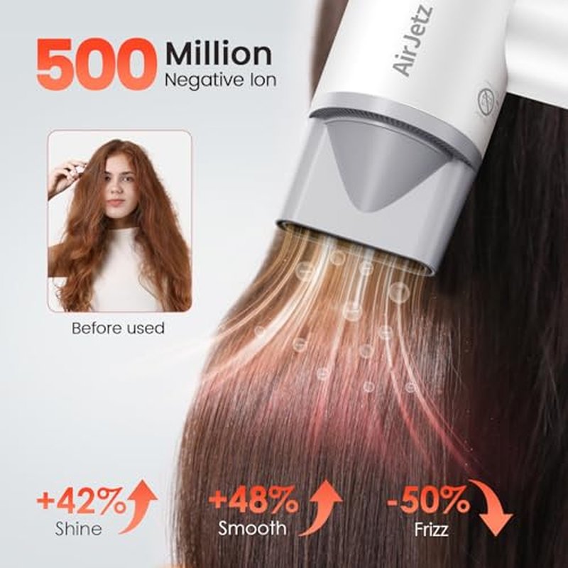 AirJetz High-Speed Ionic Hair Dryer with Diffuser - 160,000 RPM