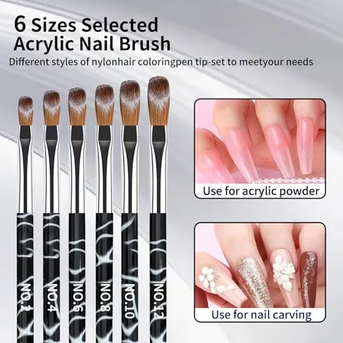 28-Piece Nail Art Brush Set with Black Marble Handles