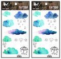 Waterproof Temporary Tattoo Stickers - 2 Sheets Sun Umbrella Cloud