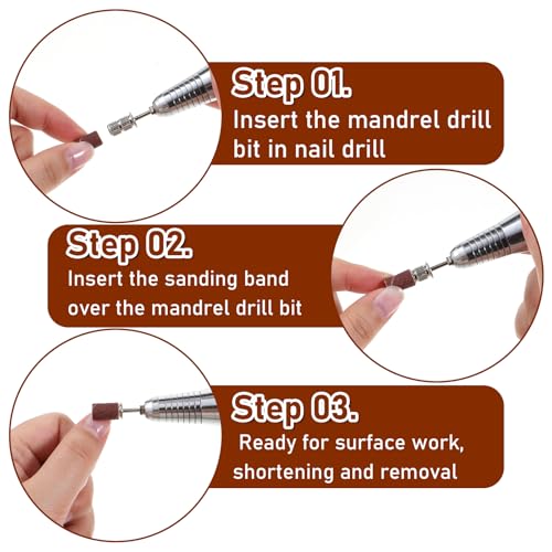 100Pc Nail Sanding Bands 80 Grit with 3/32" Mandrel