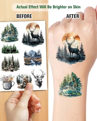Forest Temporary Tattoos Stickers - 156 Pieces, 20 Sheets