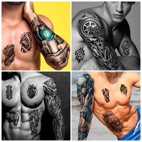 48 Sheets Full Arm Sleeve Temporary Tattoos for Men & Kids