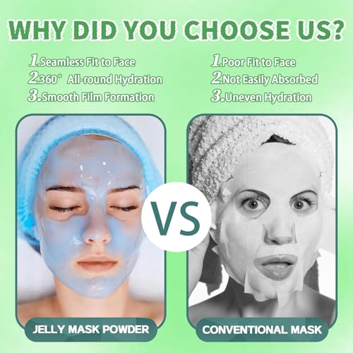 Jelly Mask Set,Hyalorunic Acid Jelly Masks For Facials Professional,Aloe Vera Hydro Jelly Mask,Hydrating Rubber Masks, Facial Mask Mixing Bowl Set And Headband,Birthday Gifts Set for Women