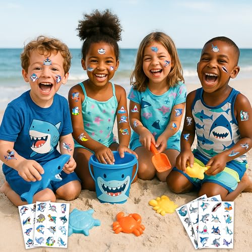 120 PCS Shark Temporary Tattoos for Kids | Pre-Cut