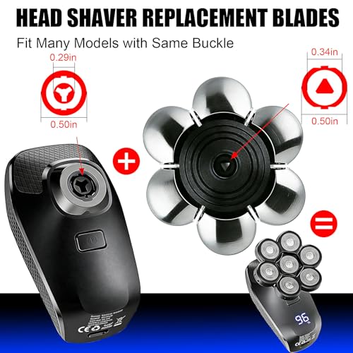 7 Head Shaver Replacement Heads for Freebird Bald Men, Head Shavers for Men,Shaver Replacement Blades for Rotary Shavers (Silver/3count)