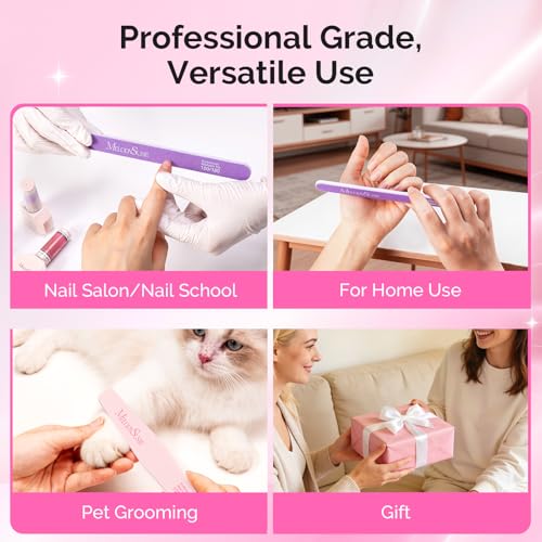 MelodySusie 4-Piece Nail File Set - Dual-Sided 100/180 Grit