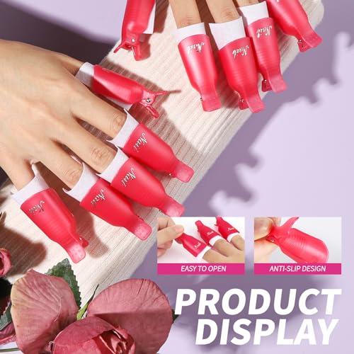 Gel Nail Polish Remover Tool Kit with Soak Off Clips & Cuticle Pusher